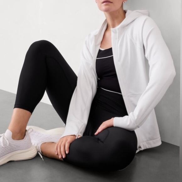 Athleta Bright White Unstoppable Full Zip Jacket Sz L - Picture 1 of 13